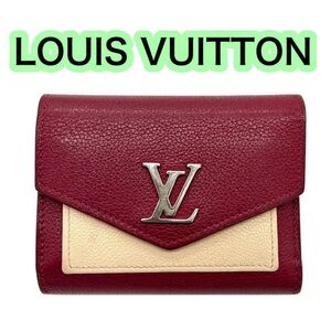 Louis Vuitton Red and Cream Calf Leather Wallet